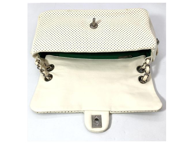 Borsa a tracolla con catena Chanel verde e bianca Bianco - vista 10