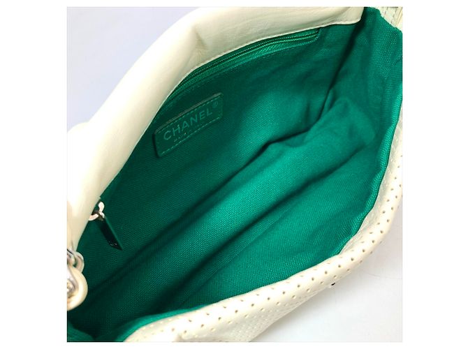 Borsa a tracolla con catena Chanel verde e bianca Bianco - vista 11