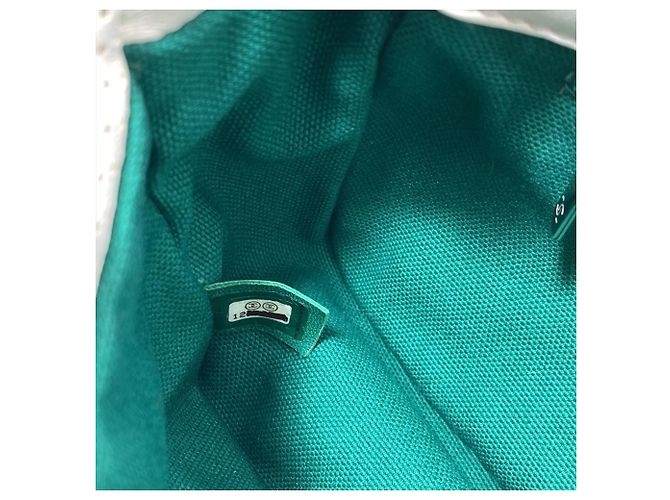 Borsa a tracolla con catena Chanel verde e bianca Bianco - vista 12