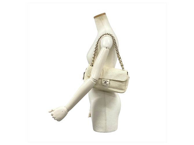 Borsa a tracolla con catena Chanel verde e bianca Bianco - vista 15