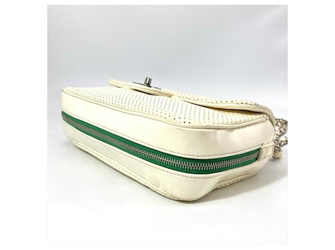 Borsa a tracolla con catena Chanel verde e bianca Bianco - vista 3