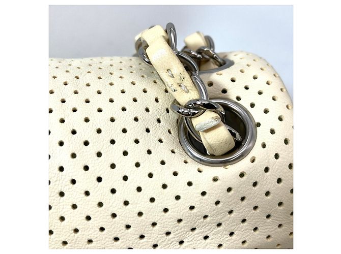 Borsa a tracolla con catena Chanel verde e bianca Bianco - vista 6