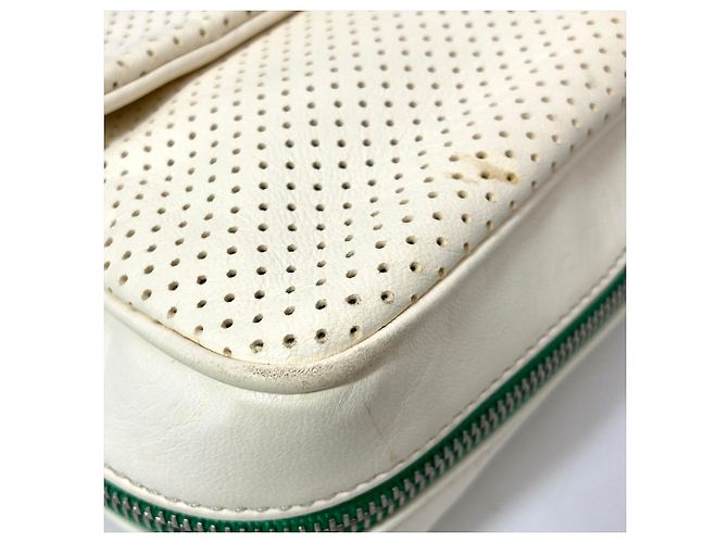 Borsa a tracolla con catena Chanel verde e bianca Bianco - vista 8