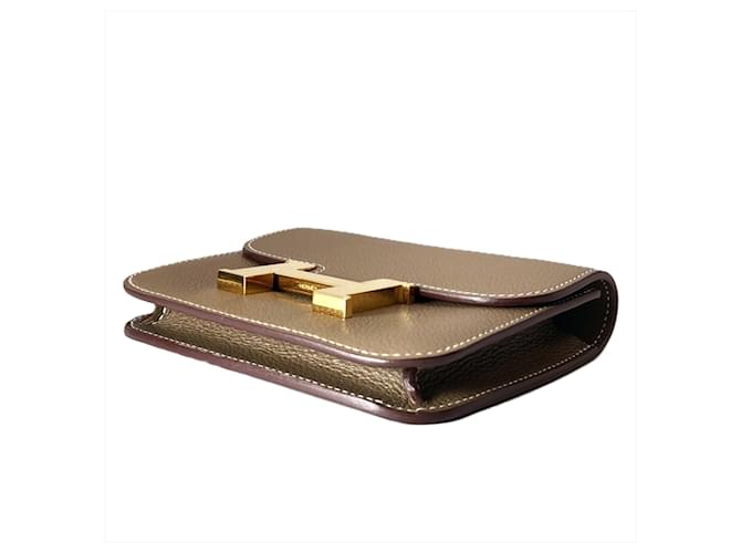 Hermès Cartera bi-fold Hermes Constance Slim Castaño Gris pardo - vista 3
