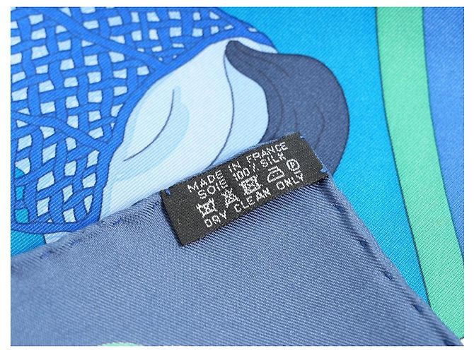 Hermès Ronds de Marche 90 cm Seidentuch - Blau Weiß Grün Orange - Ansicht 12