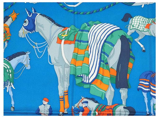 Hermès Ronds de Marche 90 cm Seidentuch - Blau Weiß Grün Orange - Ansicht 6