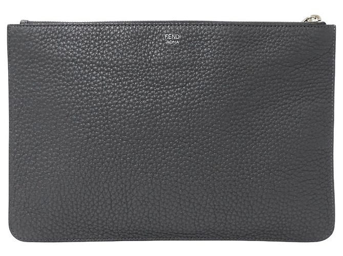 Fendi Clutch aus Leder in Anthrazitgrau - Ansicht 2