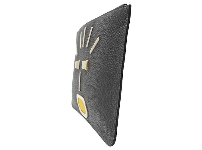 Fendi Clutch aus Leder in Anthrazitgrau - Ansicht 4