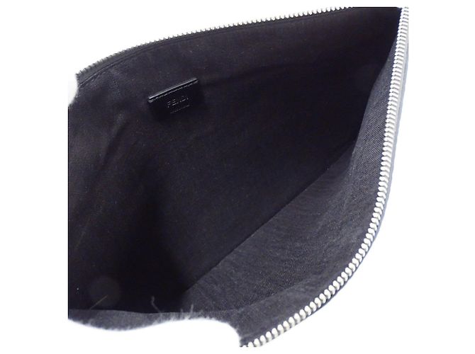 Fendi Clutch aus Leder in Anthrazitgrau - Ansicht 5