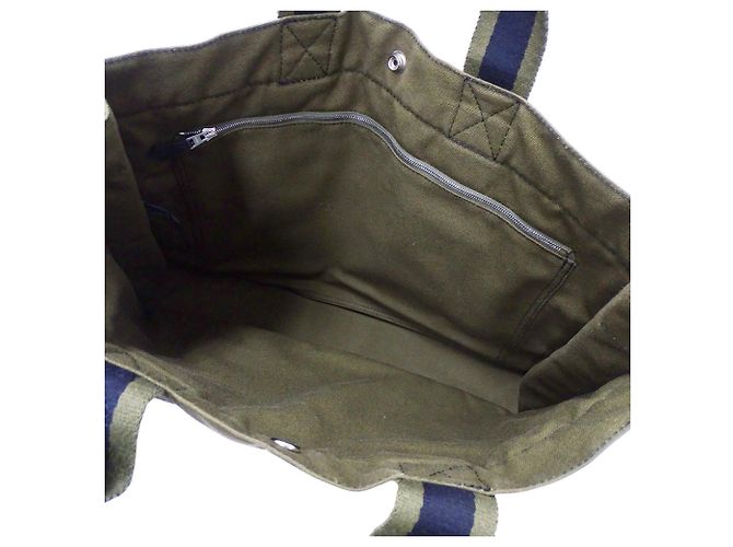 Hermès Borsa Hermes Fourre-Tout Tote MM Verde Cachi Blu navy - vista 5