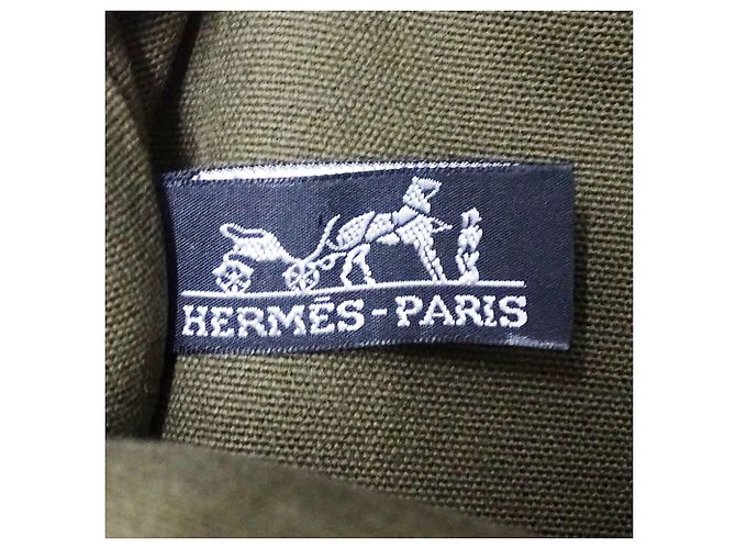 Hermès Borsa Hermes Fourre-Tout Tote MM Verde Cachi Blu navy - vista 6