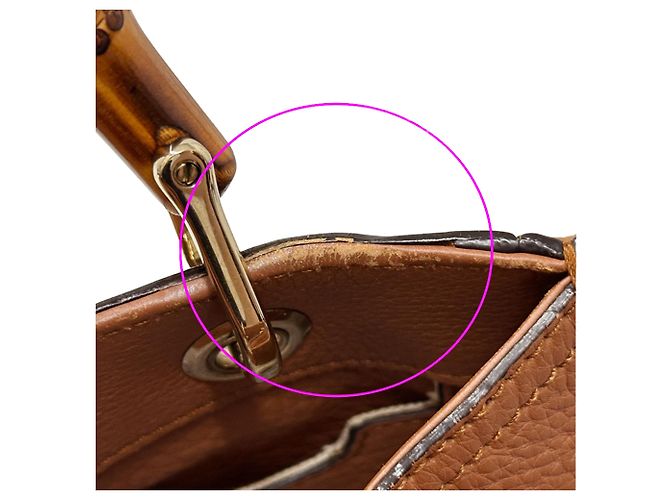 Borsa a mano in pelle Gucci Bamboo Marrone - vista 13