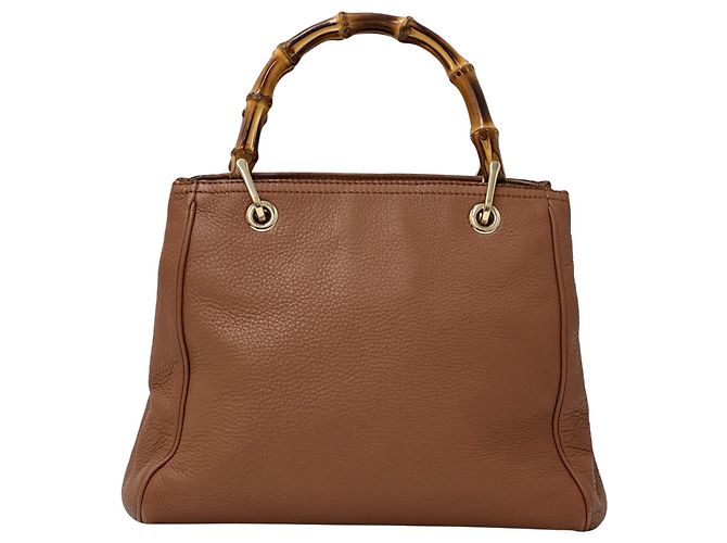 Borsa a mano in pelle Gucci Bamboo Marrone - vista 2