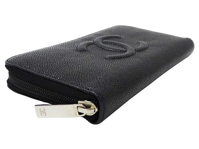 Cartera larga Chanel de piel de becerro granulada negra Negro - vista 3