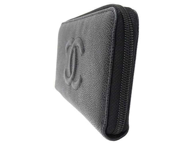 Cartera larga Chanel de piel de becerro granulada negra Negro - vista 4