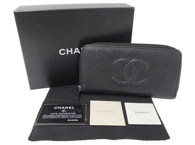 Cartera larga Chanel de piel de becerro granulada negra Negro - vista 5