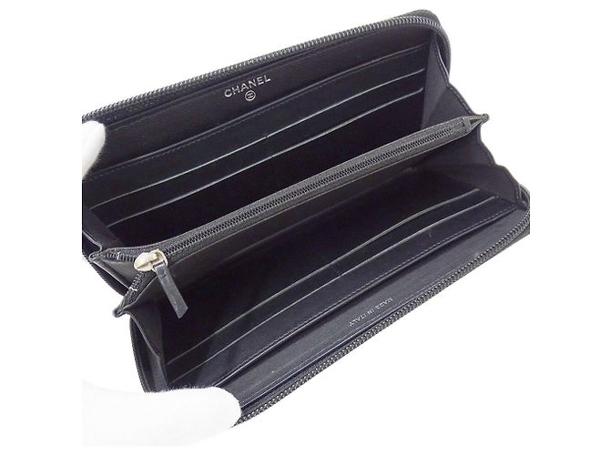 Cartera larga Chanel de piel de becerro granulada negra Negro - vista 7