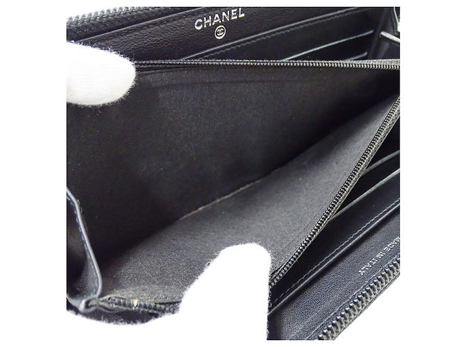 Cartera larga Chanel de piel de becerro granulada negra Negro - vista 8