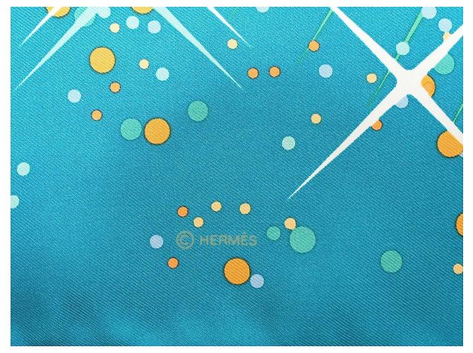 Hermès Magic Kelly Dimitri Rybaltchenko 90cm Seidentuch Blau Grün Weiß Orange Gelb - Ansicht 10