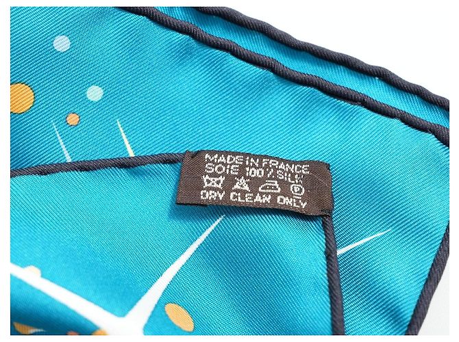 Hermès Magic Kelly Dimitri Rybaltchenko 90cm Seidentuch Blau Grün Weiß Orange Gelb - Ansicht 12