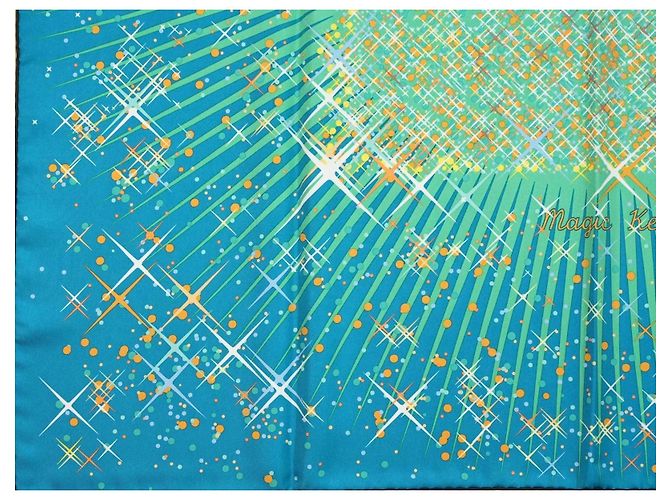 Hermès Magic Kelly Dimitri Rybaltchenko 90cm Seidentuch Blau Grün Weiß Orange Gelb - Ansicht 6