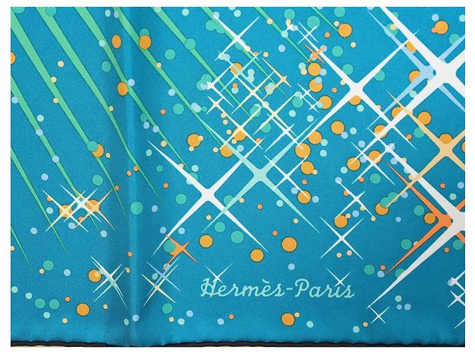 Hermès Magic Kelly Dimitri Rybaltchenko 90cm Seidentuch Blau Grün Weiß Orange Gelb - Ansicht 7