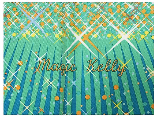 Hermès Magic Kelly Dimitri Rybaltchenko 90cm Seidentuch Blau Grün Weiß Orange Gelb - Ansicht 9