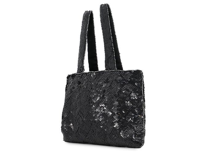 Mini borsa a mano Chanel nera con paillettes e perline Nero - vista 2