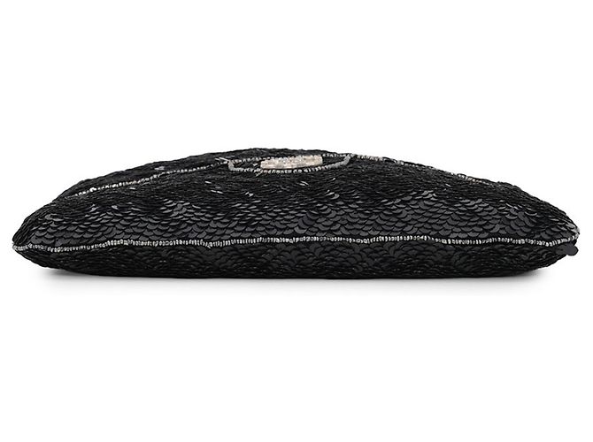 Mini borsa a mano Chanel nera con paillettes e perline Nero - vista 3