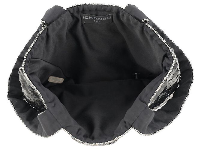 Mini borsa a mano Chanel nera con paillettes e perline Nero - vista 5