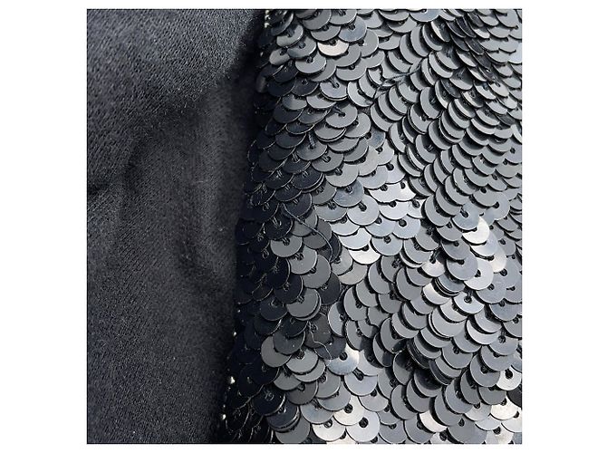 Mini borsa a mano Chanel nera con paillettes e perline Nero - vista 6