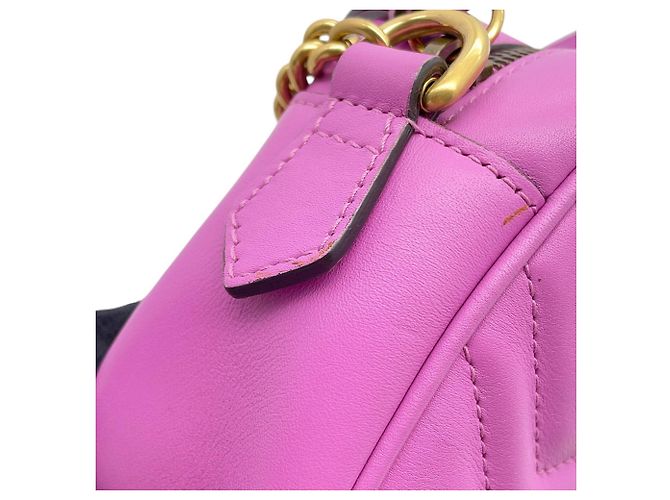 Gucci GG Marmont Schultertasche aus Leder mit Kette Lila - Ansicht 11