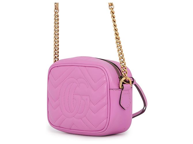 Gucci GG Marmont Schultertasche aus Leder mit Kette Lila - Ansicht 2