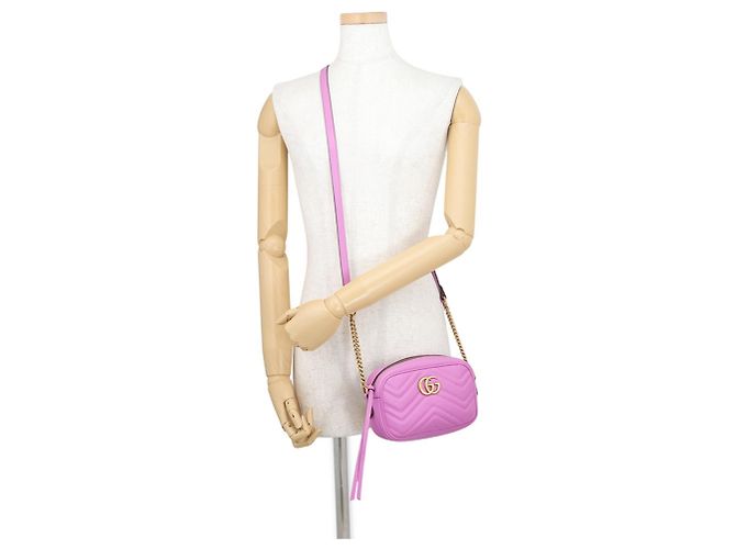 Gucci GG Marmont Schultertasche aus Leder mit Kette Lila - Ansicht 4