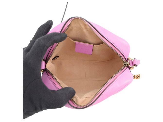 Gucci GG Marmont Schultertasche aus Leder mit Kette Lila - Ansicht 5