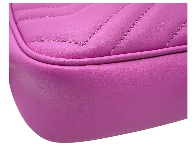 Gucci GG Marmont Schultertasche aus Leder mit Kette Lila - Ansicht 6
