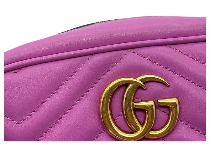 Gucci GG Marmont Schultertasche aus Leder mit Kette Lila - Ansicht 8