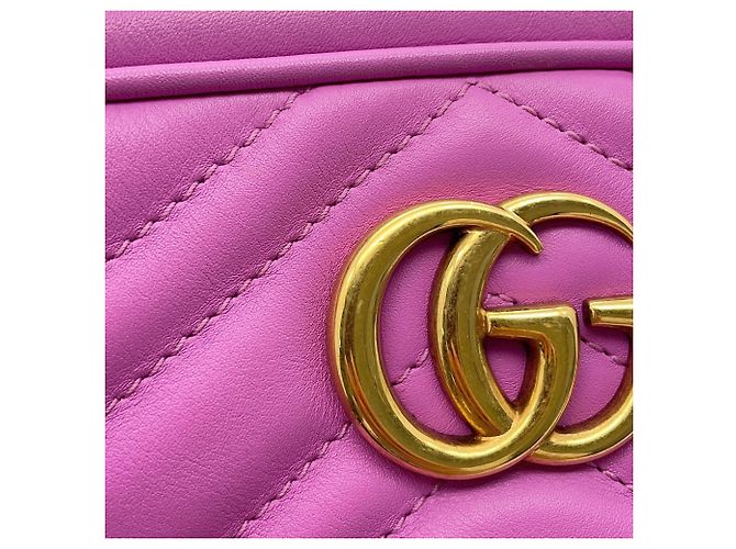 Gucci GG Marmont Schultertasche aus Leder mit Kette Lila - Ansicht 9