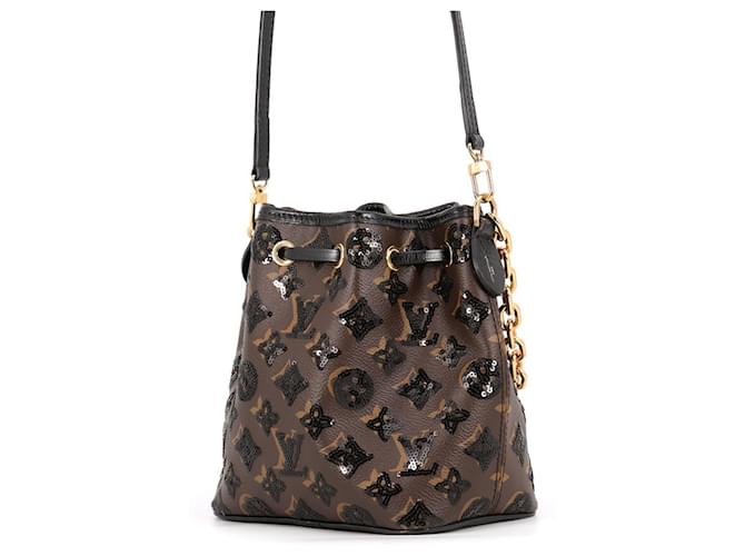 Noe Borsa a tracolla Louis Vuitton Monogram Sequin Marrone Nero Monogramma - vista 2