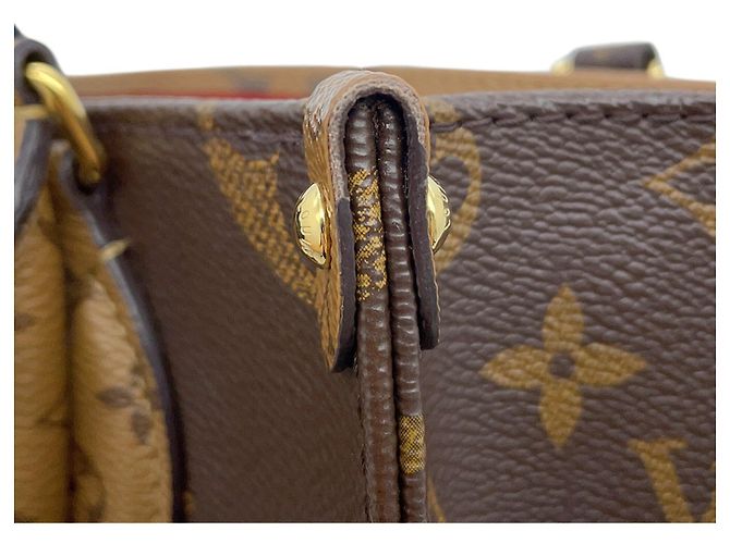 Borsa Louis Vuitton Monogram Reverse Giant OnTheGo PM Rosso - vista 7