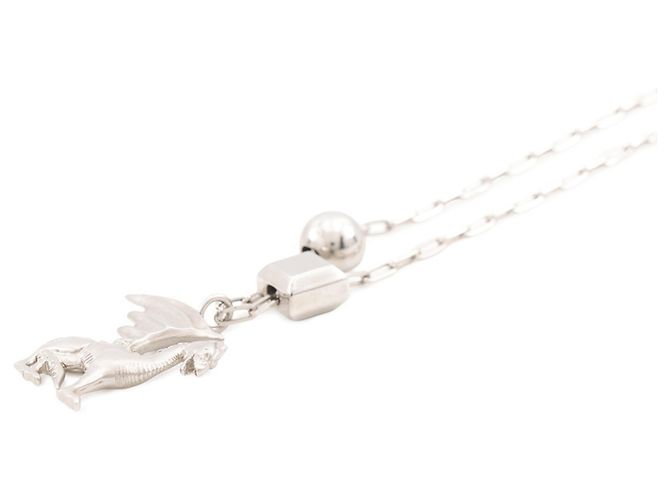 Hermès Collar Hermes con motivo de dragón Plata - vista 2