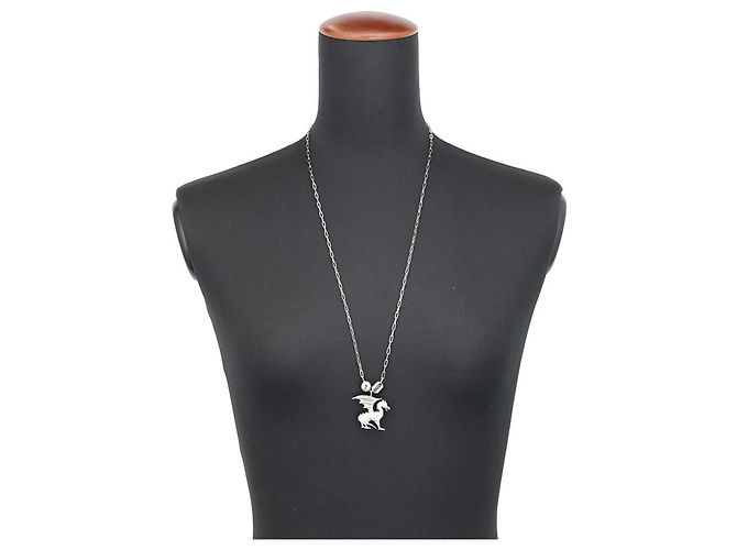 Hermès Collar Hermes con motivo de dragón Plata - vista 4