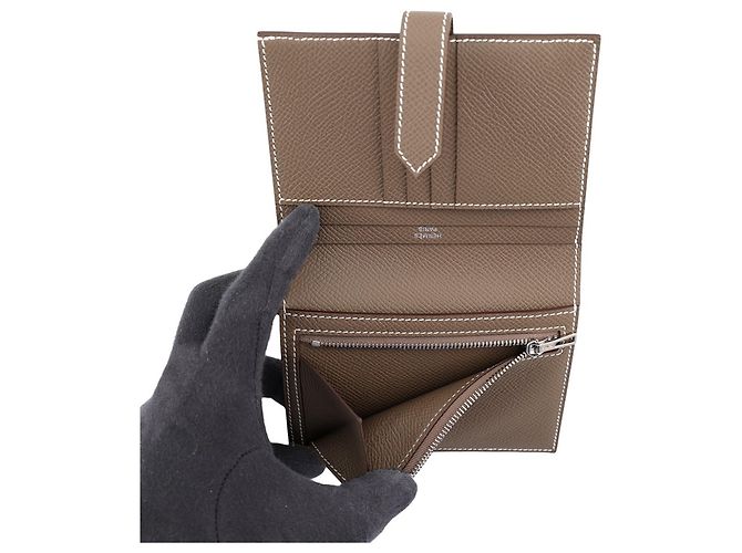 Hermès Cartera bi-fold Hermes Bearn Compact Gris pardo - vista 6