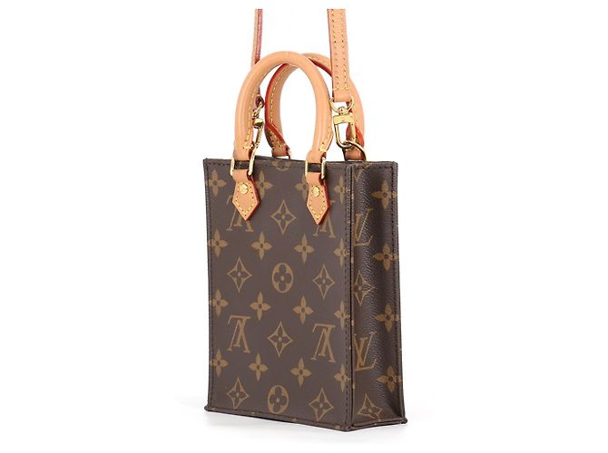 Borsa Louis Vuitton Monogram Petite Sac Plat Marrone Monogramma - vista 2