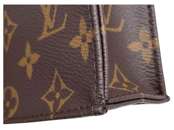 Borsa Louis Vuitton Monogram Petite Sac Plat Marrone Monogramma - vista 7