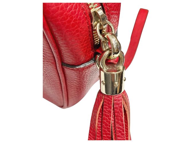 Borsa a tracolla Small Disco in pelle Gucci Soho Rosso - vista 8
