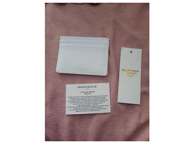 Autre Marque Maison Kitsuné Tarjetero de cuero blanco - vista 3