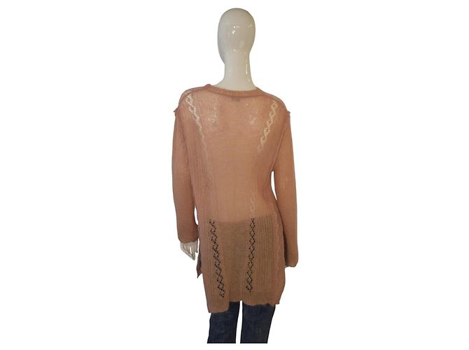 RED VALENTINO Jersey túnica de punto calado en mezcla de mohair Blush Pink IT 40 Beige - vista 3