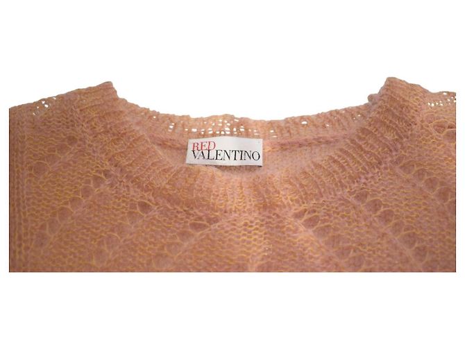 RED VALENTINO Jersey túnica de punto calado en mezcla de mohair Blush Pink IT 40 Beige - vista 4
