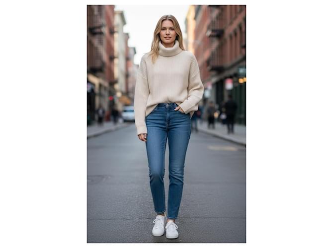 Autre Marque RAEY Beige Wollpullover mit Rollkragen - Ansicht 2